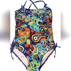 SUNSHINE ZONE Swimsuit Girls 1-Piece Paisley sz 10